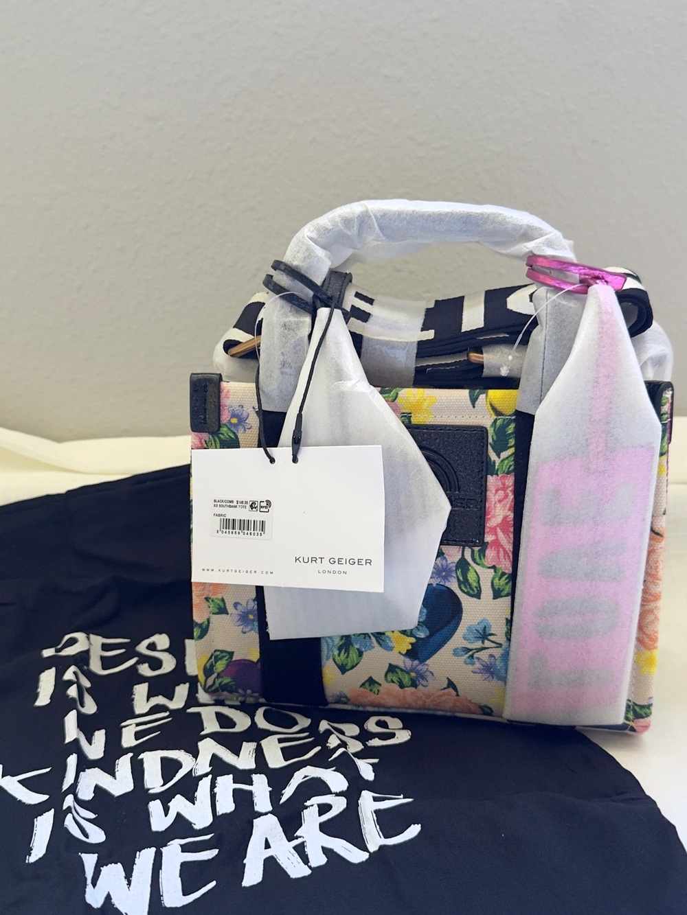 NWT💐Kurt Geiger London Extra Small Southbank Floral Canvas Tote